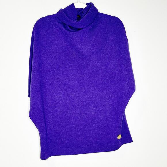 Carolina Herrera Womens Sweater Poncho Wool Cashmere Blend Knit Purple Large - Picture 1 of 6